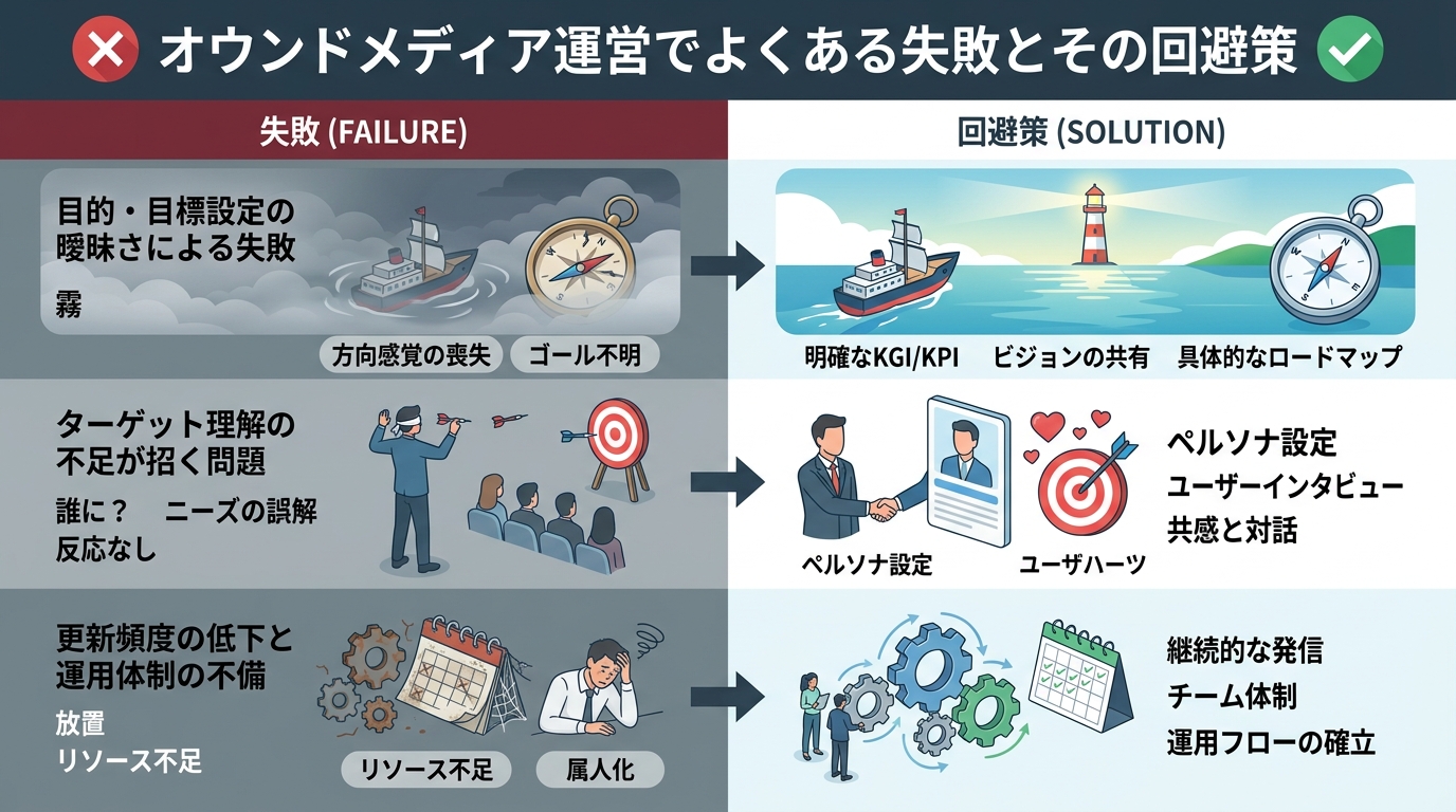 オウンドメディア運営でよくある失敗とその回避策