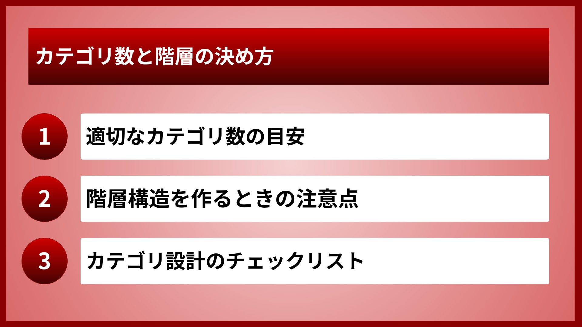カテゴリ数と階層の決め方