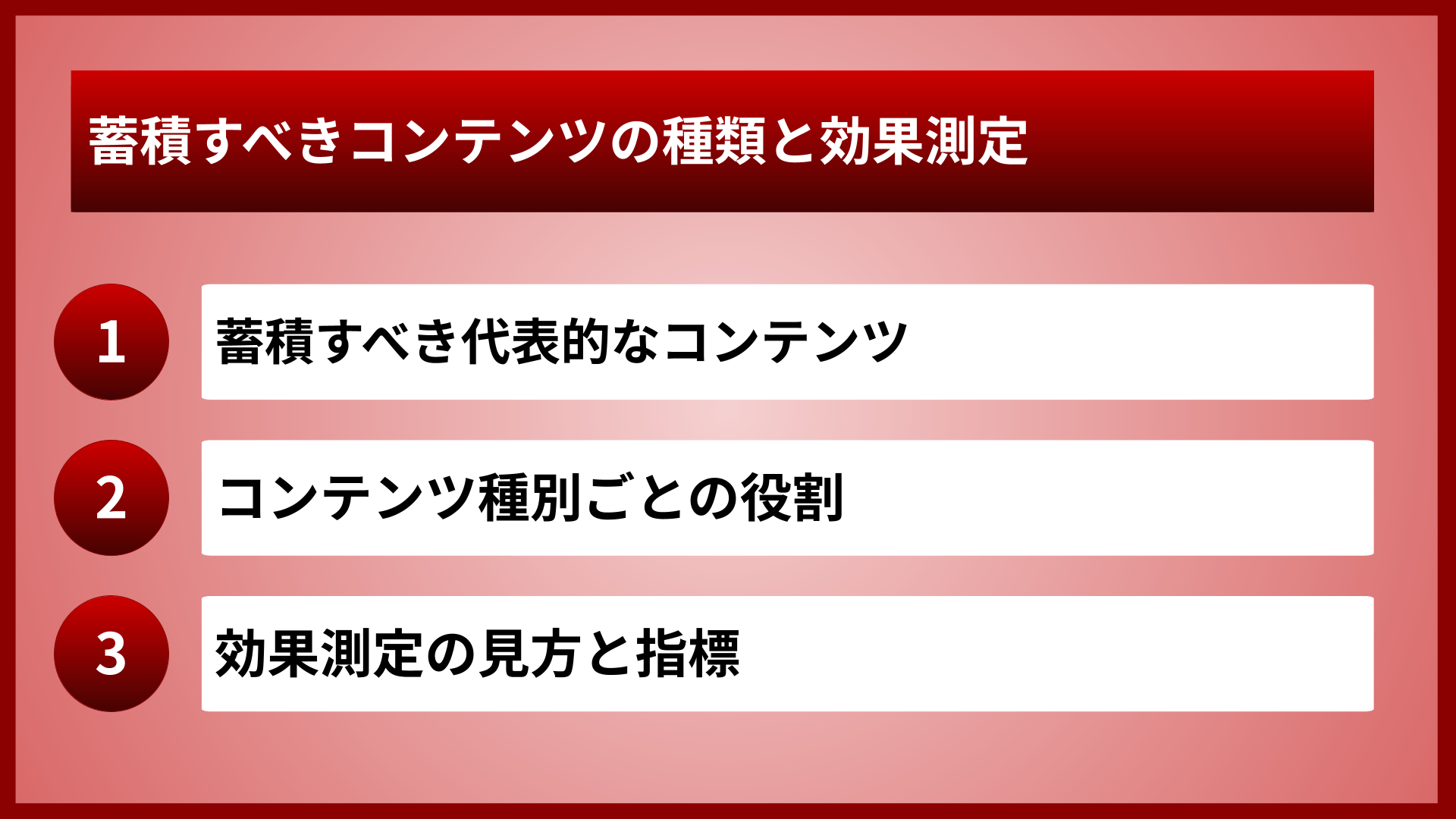 蓄積すべきコンテンツの種類と効果測定