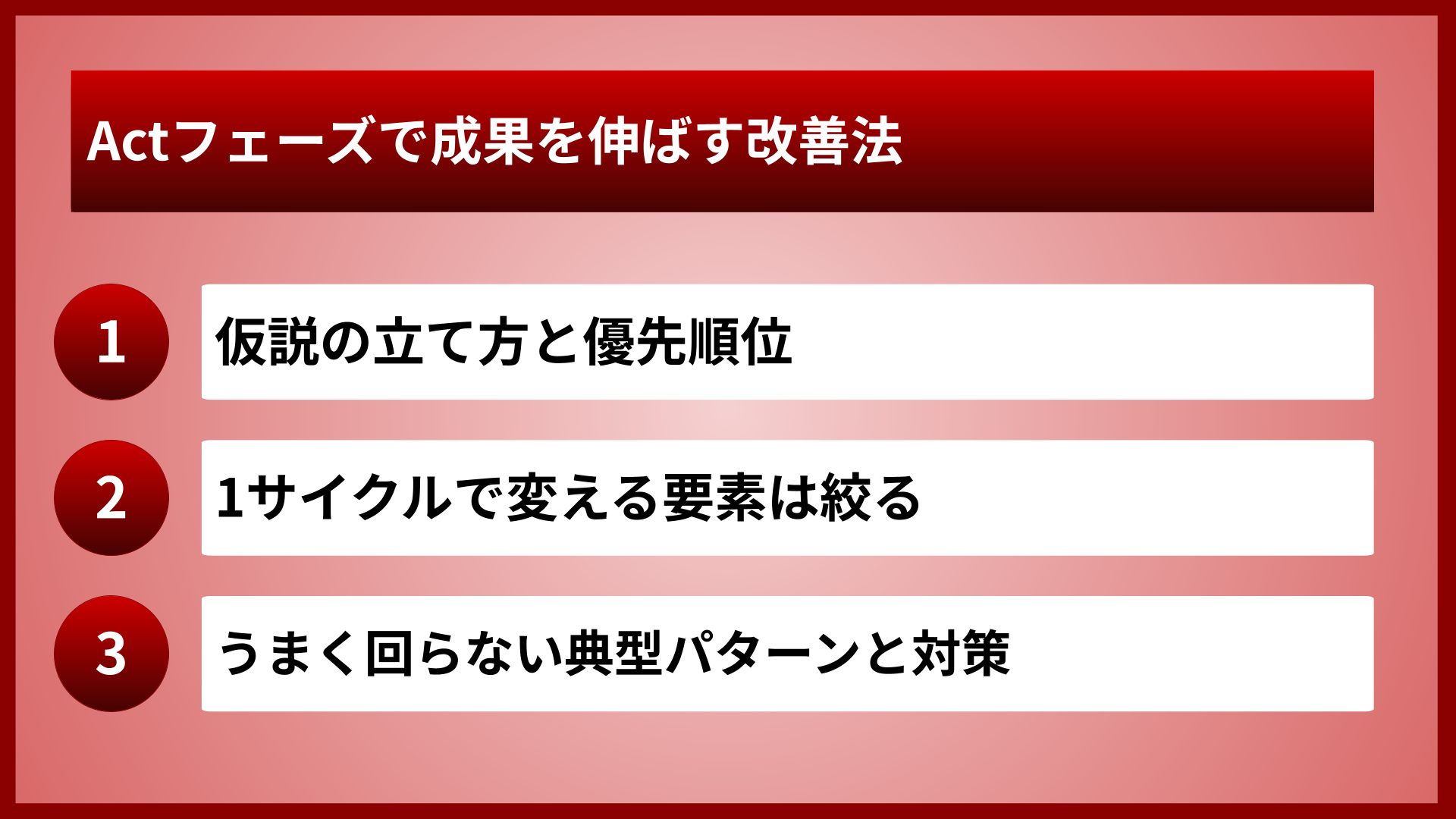 Actフェーズで成果を伸ばす改善法