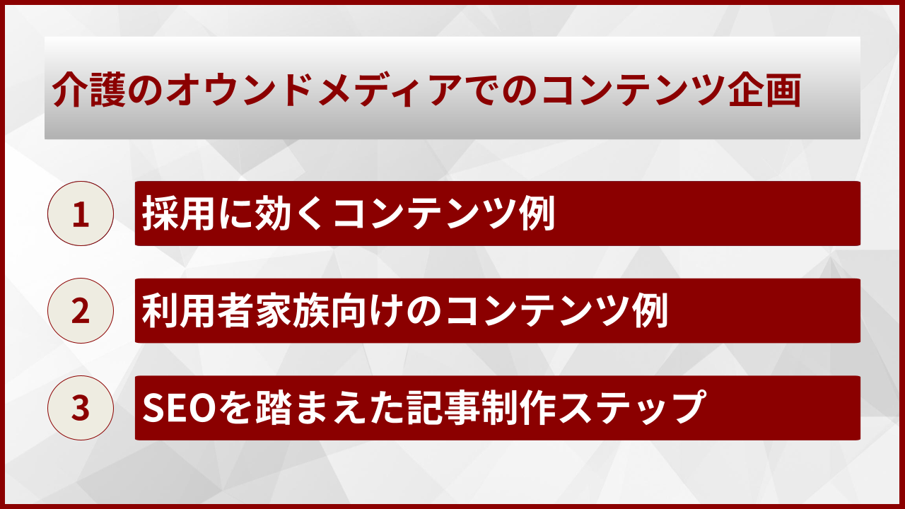 介護のオウンドメディアでのコンテンツ企画