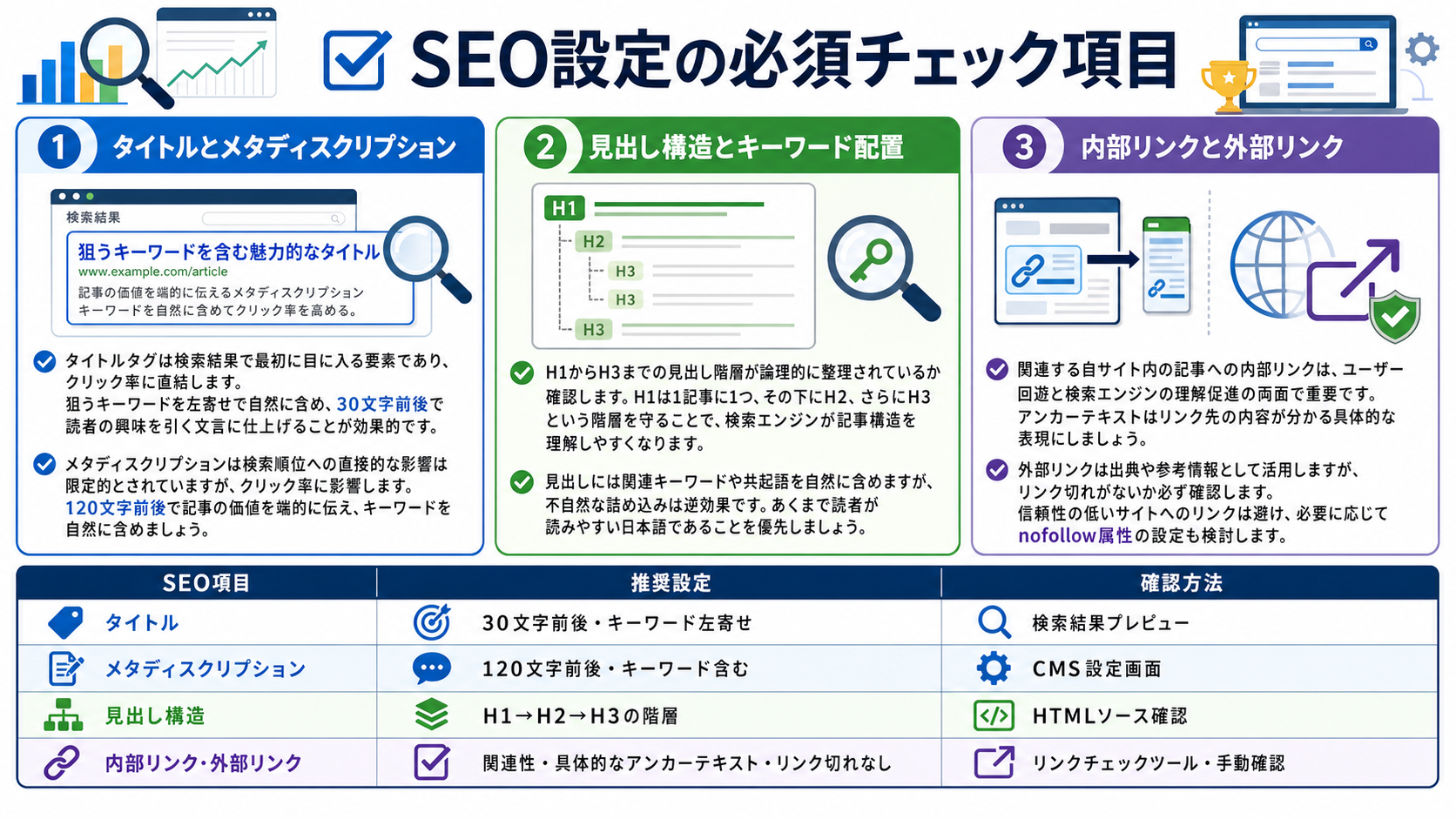 SEO設定の必須チェック項目