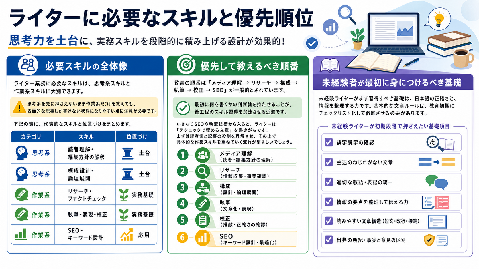 ライターに必要なスキルと優先順位