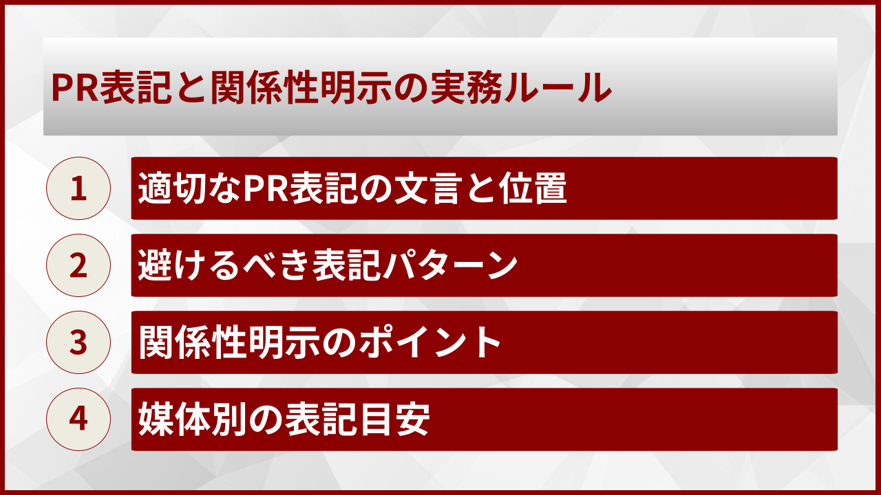 PR表記と関係性明示の実務ルール