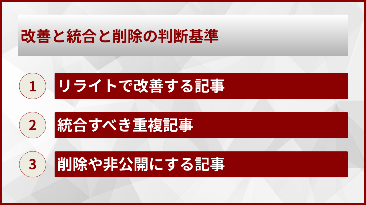 改善と統合と削除の判断基準