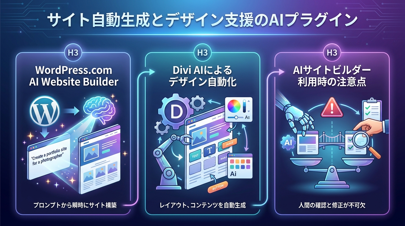 サイト自動生成とデザイン支援のAIプラグイン
