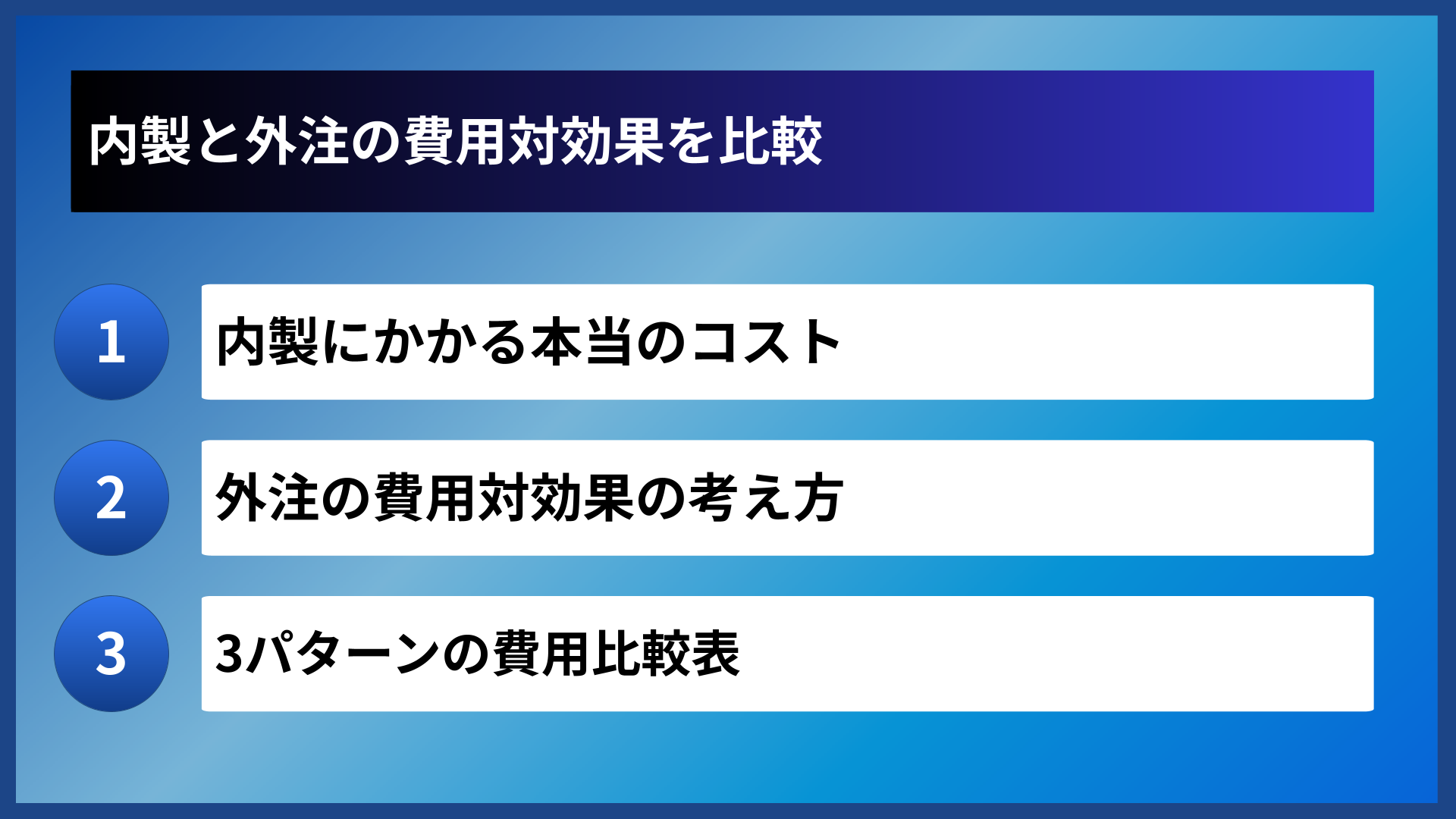 内製と外注の費用対効果を比較