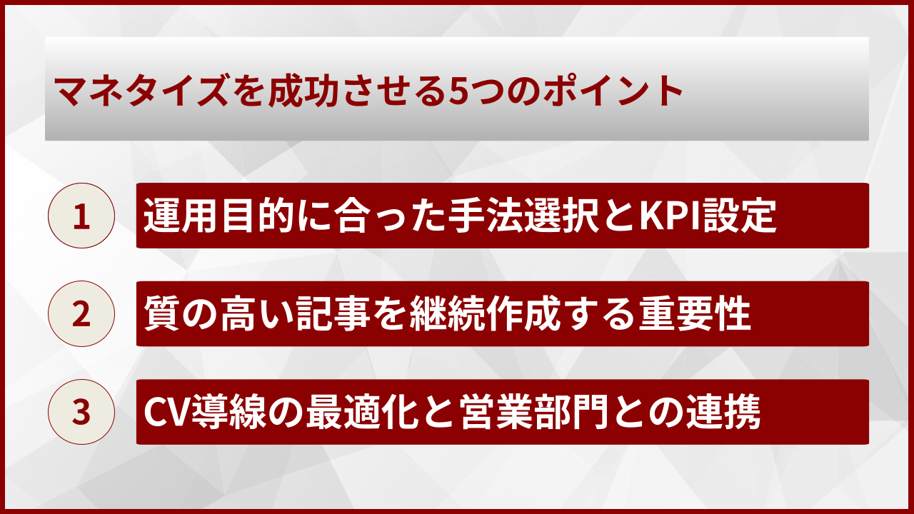 マネタイズを成功させる5つのポイント