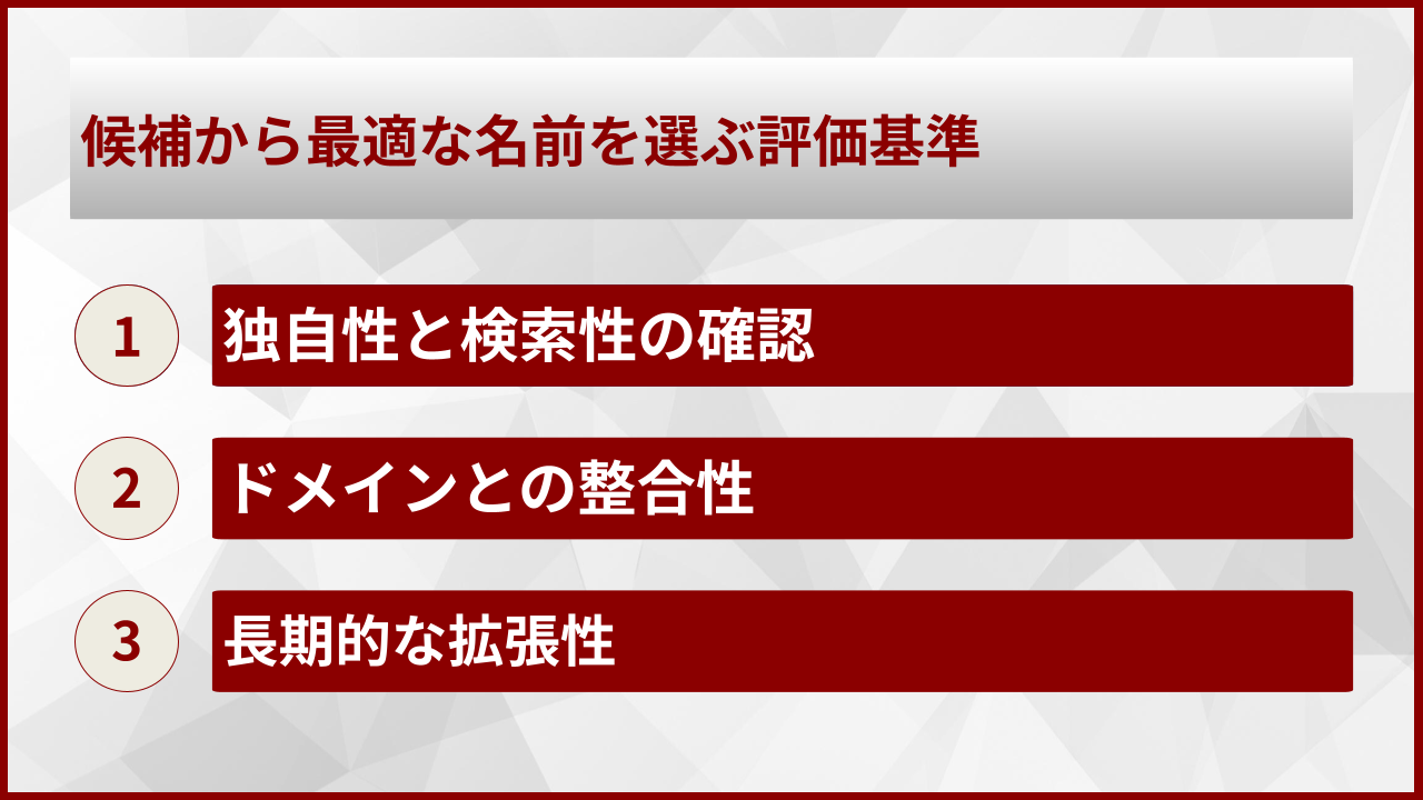候補から最適な名前を選ぶ評価基準