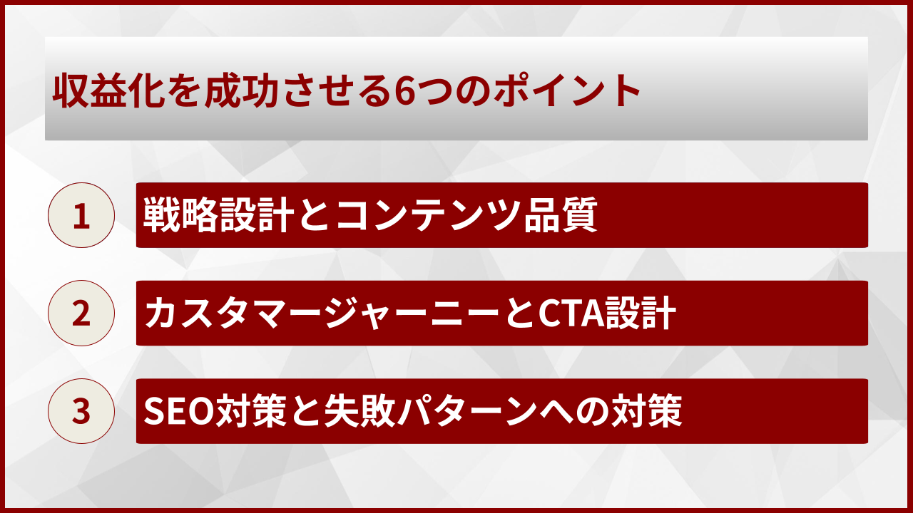 収益化を成功させる6つのポイント