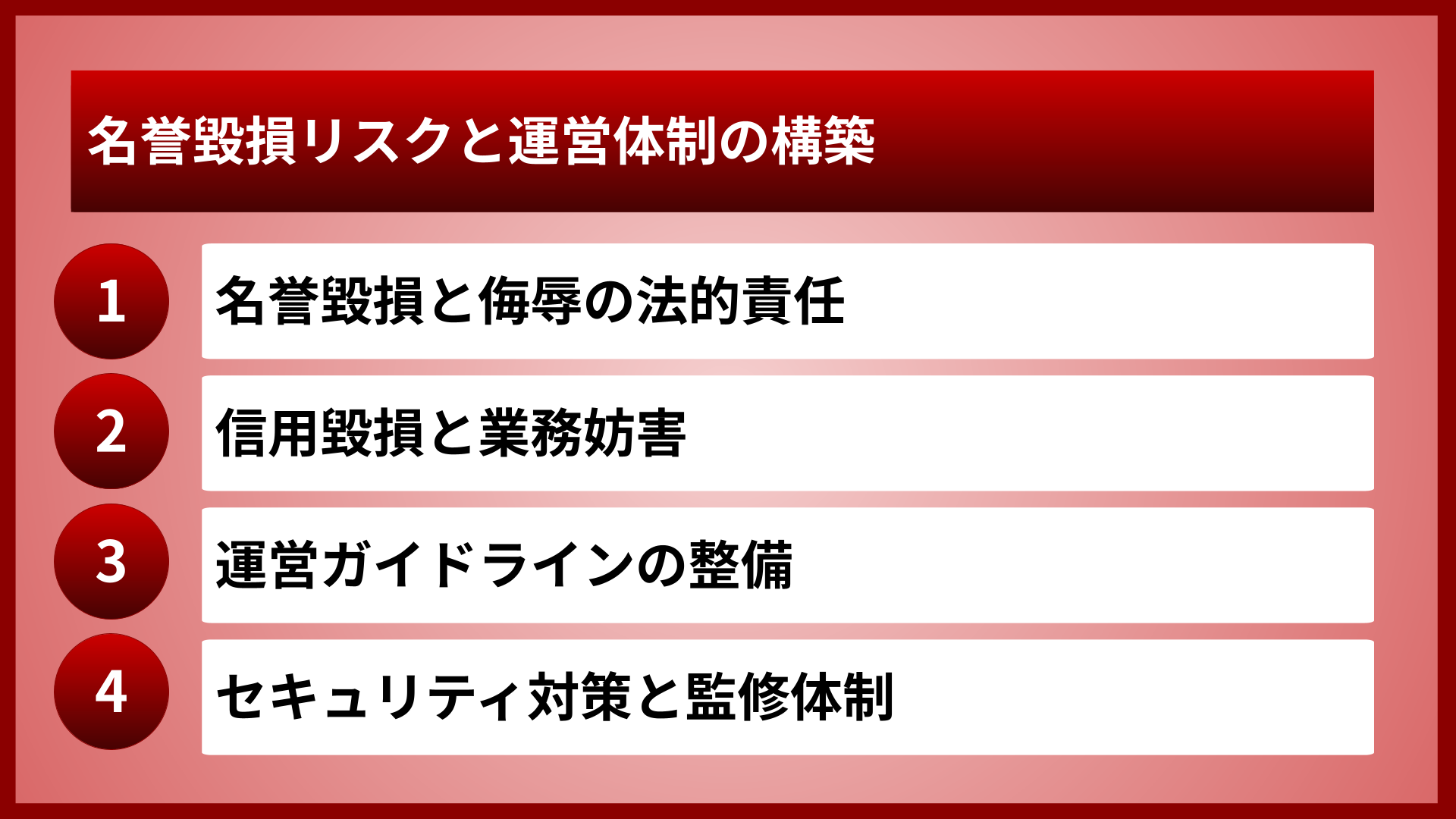 名誉毀損リスクと運営体制の構築